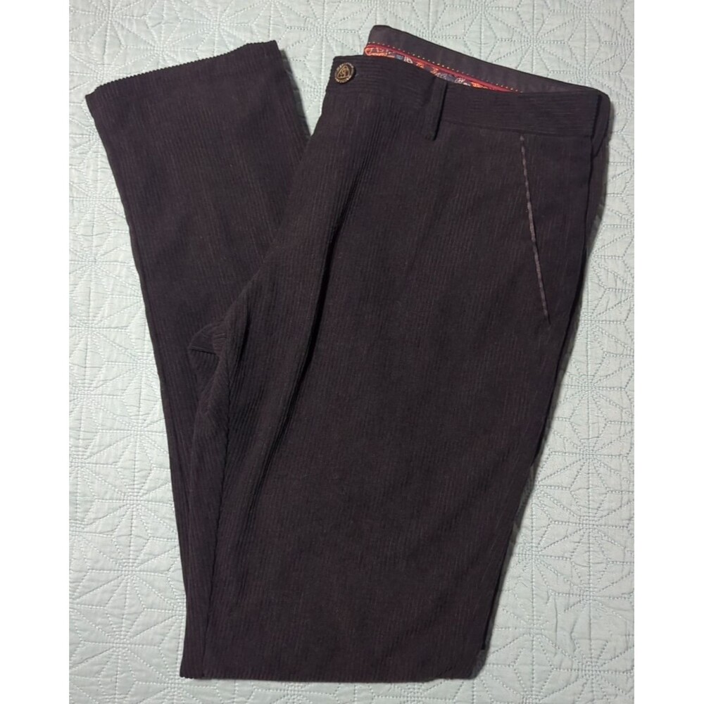 Suslo Couture New York Men's 36x32 Black Corduroy Pants Tuxedo Trim Pockets
